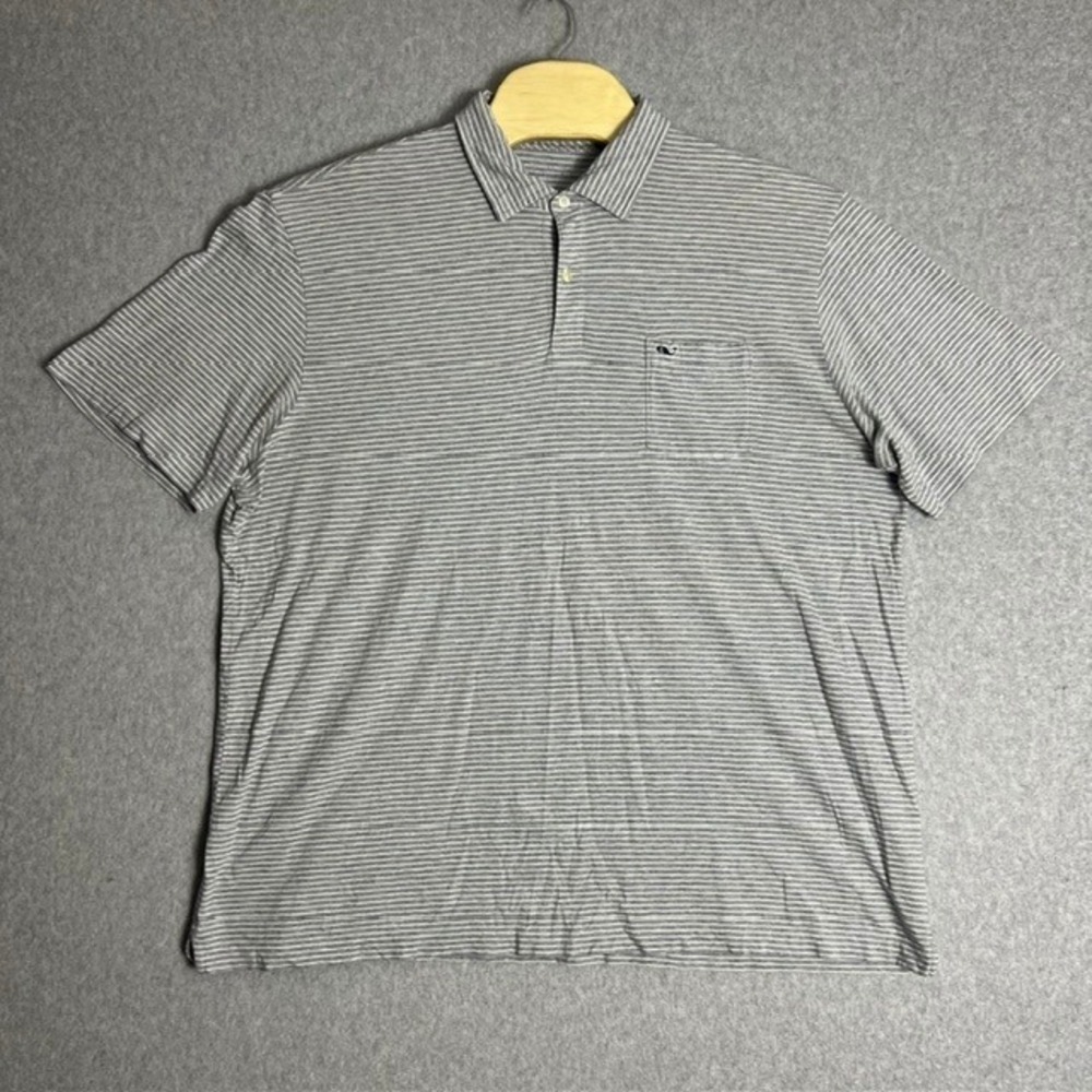 Vineyard Vines Men's Gray Striped‎ Classic Fit with Pocket Polo Shirt Size XXL